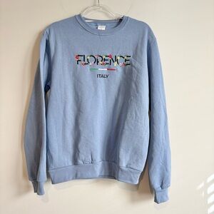 Sublima cotton floral embroidered Florence Italy Sweatshirt blue size medium
